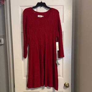 Eliza J Red Knit Midi Dress